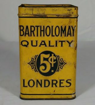 Scarce Early Bartholomay Quality Londres Cigar Tin Litho Rochester Ny Brewery