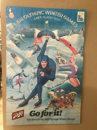 Vintage Beer Sign Poster Schlitz Beer Sign Poster 1980 Lake Placid Olympic Games