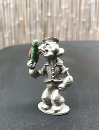 Vintage Spoontiques Popeye with Parrot Pewter figurine KFS 1980 Rare 3
