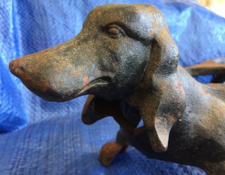 }}} - - Old Vintage Cast Iron Dachshund Dog Doggie Food Bowl Holder - - {{{{