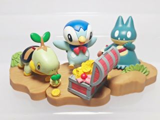 Set (3) Pokemon Mystery Dungeon Diorama Tomy Figure Piplup Munchlax Turtwig