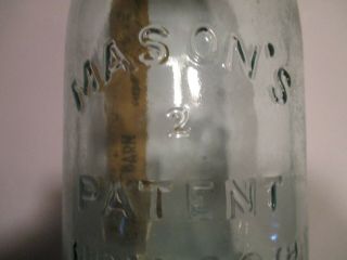 Antique Lg.  Blue Glass Mason Jar,  Zinc Lid / Mason ' s Patent Nov 30 1858 9” 30th 5