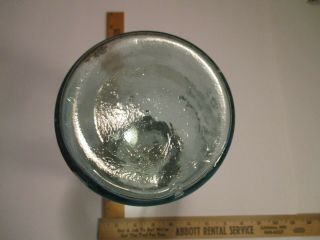 Antique Lg.  Blue Glass Mason Jar,  Zinc Lid / Mason ' s Patent Nov 30 1858 9” 30th 6