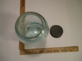 Antique Lg.  Blue Glass Mason Jar,  Zinc Lid / Mason ' s Patent Nov 30 1858 9” 30th 7