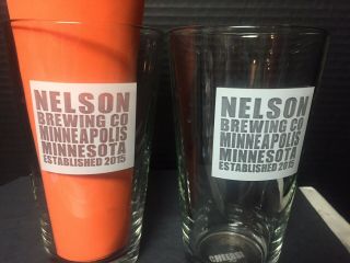 Set Of 2 - Nelson Brewing Co.  Minneapolis Mn Etched Pint Glass