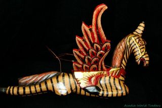 Winged Pegasus Zebra Horse Mobile Crib Guardian Hand Carved Wood Bali Art
