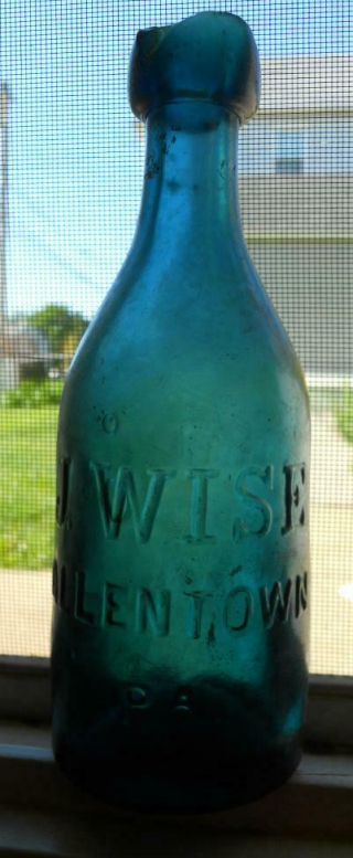 Great Color Teal Blue Wise Allentown Pa Civil War Era Mineral Water Soda Bottle