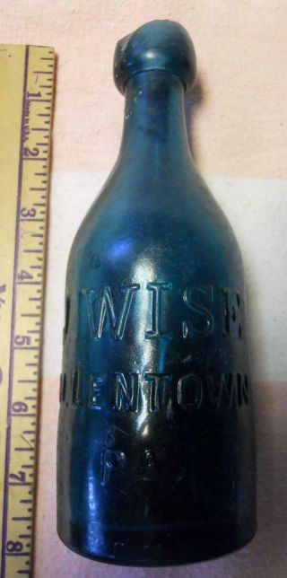 Great Color Teal Blue Wise Allentown PA Civil War Era Mineral Water Soda Bottle 2