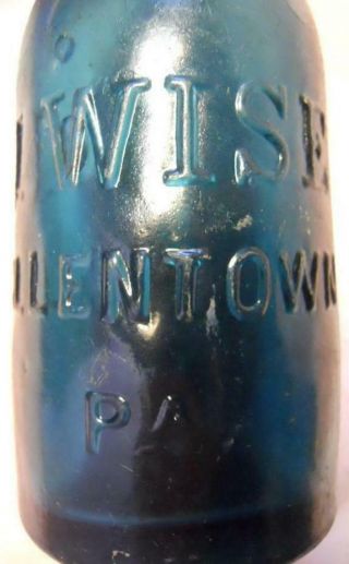 Great Color Teal Blue Wise Allentown PA Civil War Era Mineral Water Soda Bottle 3