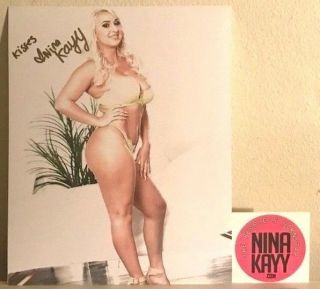 Nina Kayy Porn Star - Model Signed Autographed Busty 8x10 Photo,  Bonus Sticker