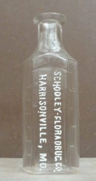 Missouri Drug Store Bottle - Schooley Flora Drug Co.  - Harrisonville - 1890s