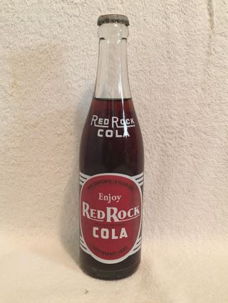 Full 12oz Red Rock Cola Acl Soda Bottle Albany,  N.  Y.
