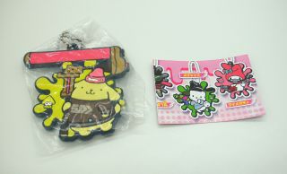 Hello Kitty Splatoon 2 X Sanrio Pompompurin 2 " Rubber Strap Keychain Charm Dog