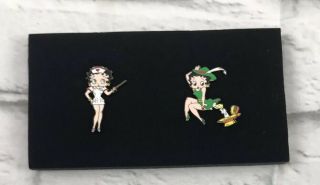 Set Of 2 Betty Boop Nurse Medicine Cartoon Pin Badge Green Irish Dress Vintage
