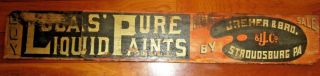 Antique Lucas Paint Advertising Sign Dreher Bro.  Stroudsburg Pa.  Early Wooden 2