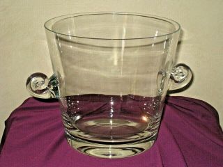 Vintage Tiffany & Co Crystal Ice Bucket Scroll Handle Art Glass Wine Champagne