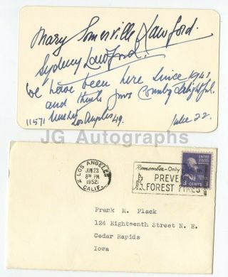 Sir Sydney Lawford & Mary Somerville Autographed Cards - Father Of Peter Lawford
