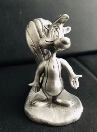 Large Pewter Pepe Le Pew Skunk Warner Bros Looney Tunes Metal Figurine Statue