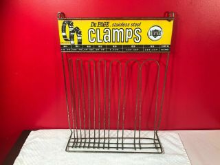 Rare Vtg 1950 Dupage Stainless Steel Hose Auto Car Clamps Sign Display Rack