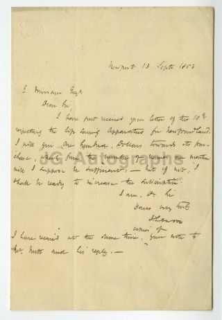 James Lenox,  Lenox Library - Signed Hand - Written Letter To Ebenezer Meriam,  1853