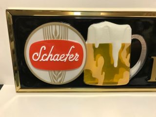 Nos Schaefer Beer On Draft Sign 3 - Dimensional Vacuum Formed Sign 24 " X 8 "