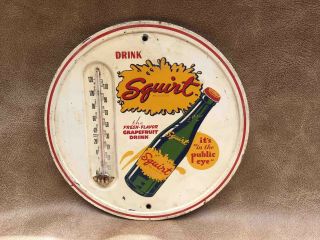 Old Drink Squirt Grapefruit Drink Advertising Metal Thermometer Sign