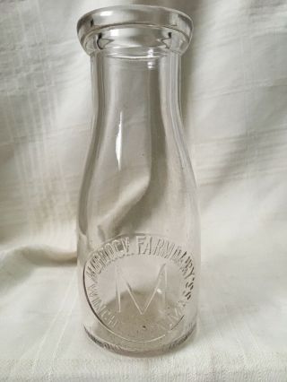 Vintage Third Quart Milk Bottle Murdock Farm Dairy Winchendon Massachusetts 1955