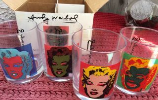 Andy Warhol Marilyn Monroe Lowball Glasses Set Of 4 Block Nib