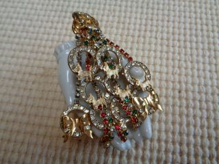 Older High End Goldtone Costume Pin Movable 3 Layer Scottie Christmas Tree Cqql