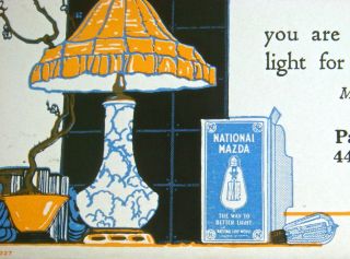 Vintage Blotter Advertising Mazda Lamps Electric Light Bulb Chicago Pink Back 2