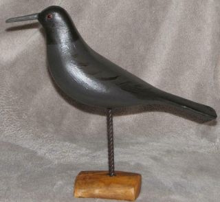Black Crow Bird Hand Carved & Painted Jim Slack Pekin Il Decoy Carver