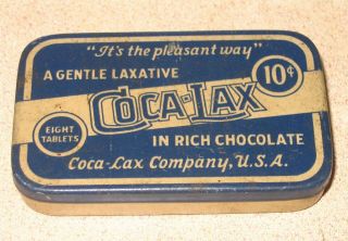 Coca Lax Early Laxative Medicine Tin Springfield Ma Early Rare Tin Lift Off Top