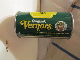 Vintage Vernor ' s Ginger Ale Steel Pop Can Bank 2