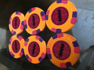 - Paulson Tophat & Cane Poker Chips (6 CLASSIC) $1000.  00 Denom. 2