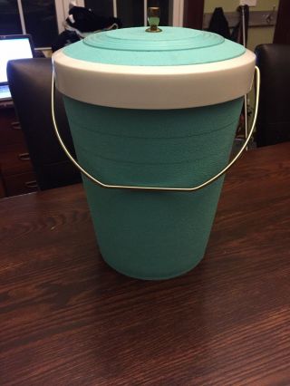 Vintage Mid Century Modern Ice Bucket By Beacon Turquoise