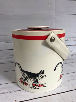 B.  Kliban Cat In Red Shoes Sneakers Ice Bucket Red White Black Vintage