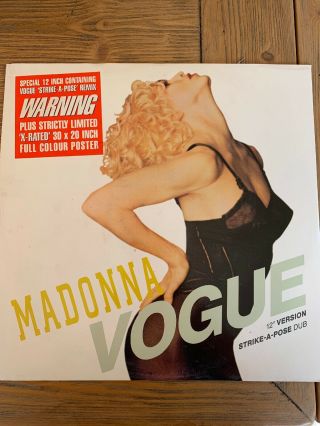 Madonna Vogue,  X - Rated Poster 12 " Vinyl Single Record (maxi) Uk W9851tx Sire