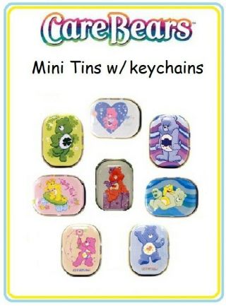 Care Bears Mini Tins W/ Key Chains Complete Set Of 8 (loose)