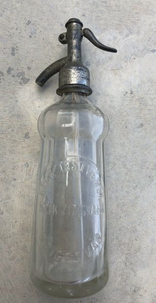 Vintage 1936 Beck Stverek Budapest Hungary Soda Seltzer Embossed Glass Bottle