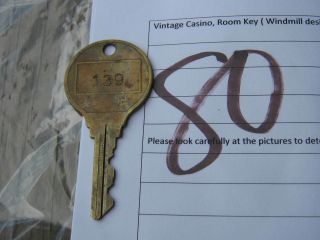 Vintage Casino Room Key (windmill Design) Room 139