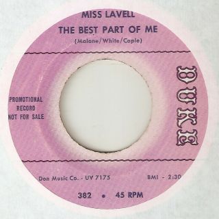 Miss Lavell The Best Part Of Me Everybodys Got Somebody Dj Northern Soul Usa 45