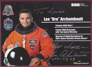 Lee Archambault,  Nasa Astronaut,  Signed 7 " X 5 " Photo,  Uacc Rd 036