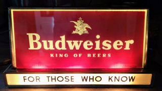 1950s Budweiser Beer Reverse Glass Double Sided Lighted Sign.
