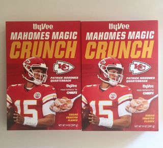 (2) Patrick Mahomes Magic Crunch Cereal Hyvee Limited Edition 2 Boxes