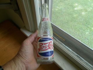 1947 Red White & Blue Double Dot Pepsi Cola Bottle Cedar Rapids,  Iowa 12 Oz