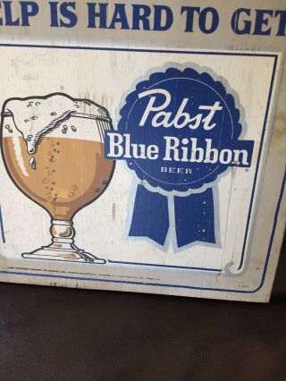 Vintage Wooden Pabst Blue Ribbon Beer Hanging Wall Sign Great Graphics 3