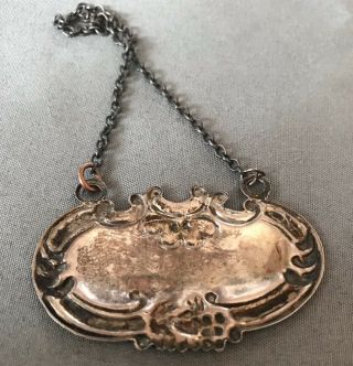 Vintage Wallace Sterling Silver Brandy Liquor Decanter Label Tag 2