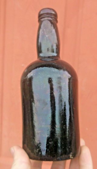 Olive Green Black Glass Squat Ale Bottle 3 Piece Mold 1860s Era Dug L@@k