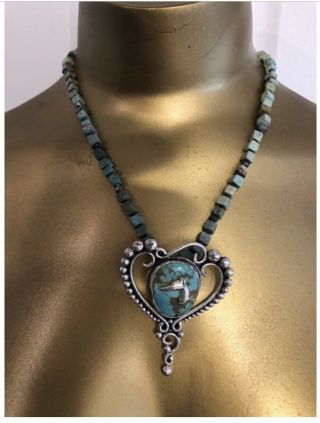 Sterling Silver/ Turquoise Necklace - Greyhound Motif