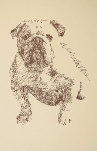 English Bulldog Dog Art Kline Print 189 Your Dogs Name Added.  Great Gift